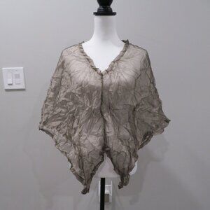 ANNIE THOMPSON Taupe Gray Sheer Bolero Cape Shawl